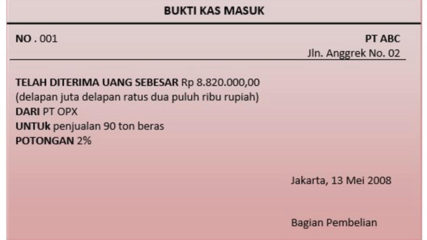 Bukti Kas Masuk Bukti Kas Masuk