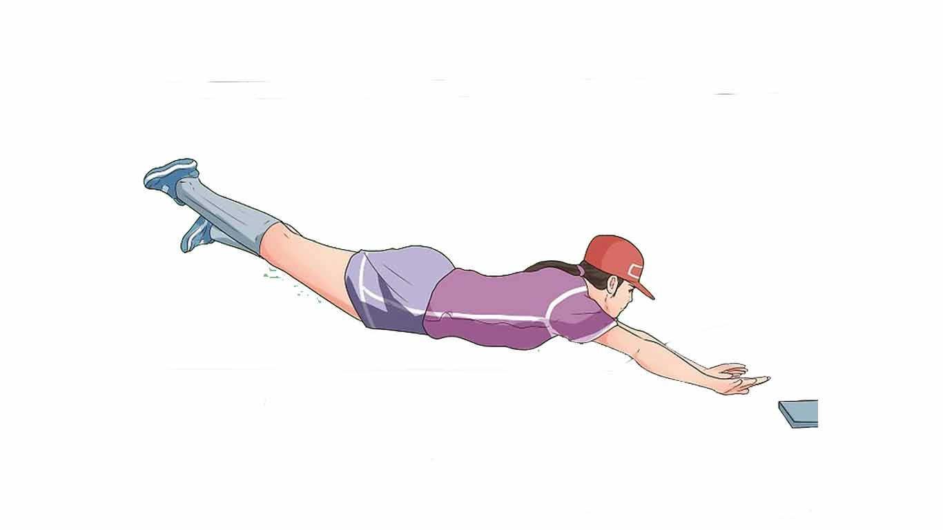 Sliding dengan kepala dahulu (head first slide) Softball Sliding dengan kepala dahulu (head first slide)