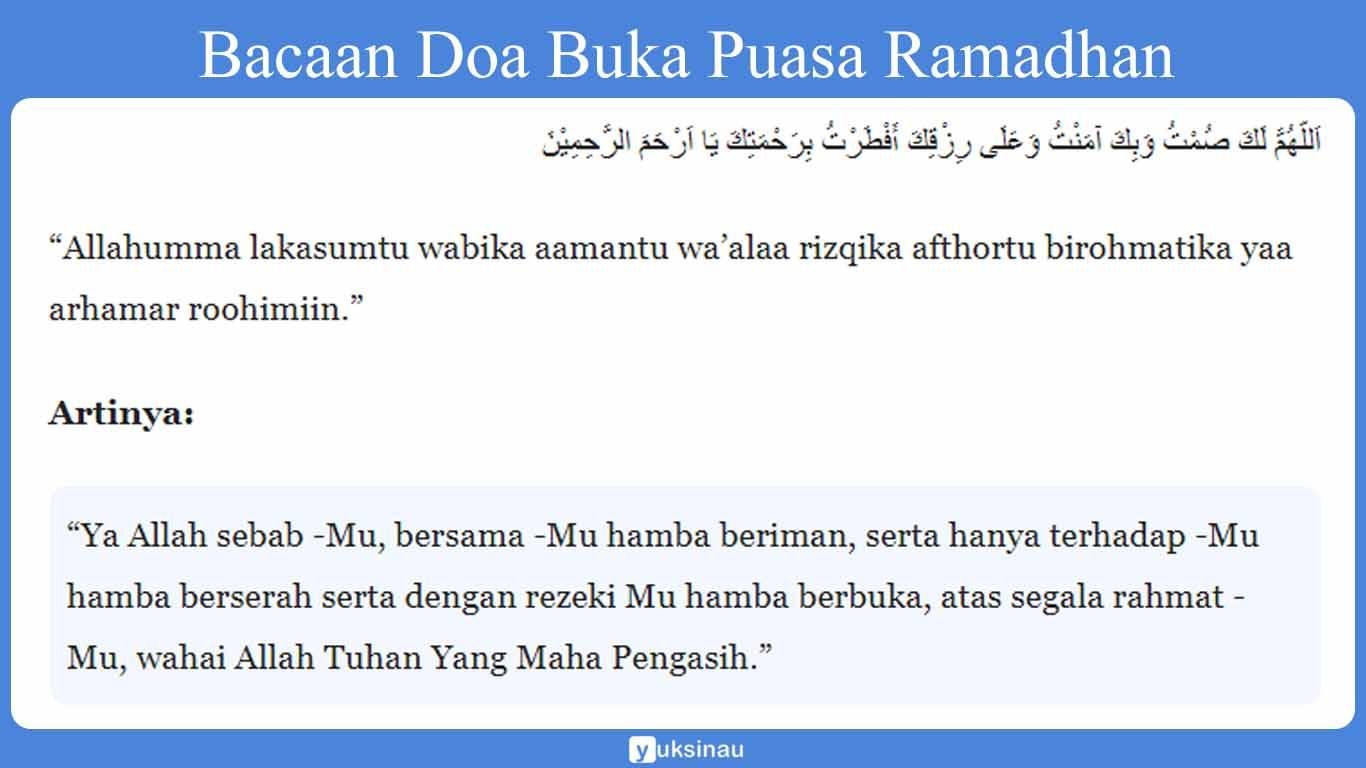 Bacaan Doa Buka Puasa Ramadhan