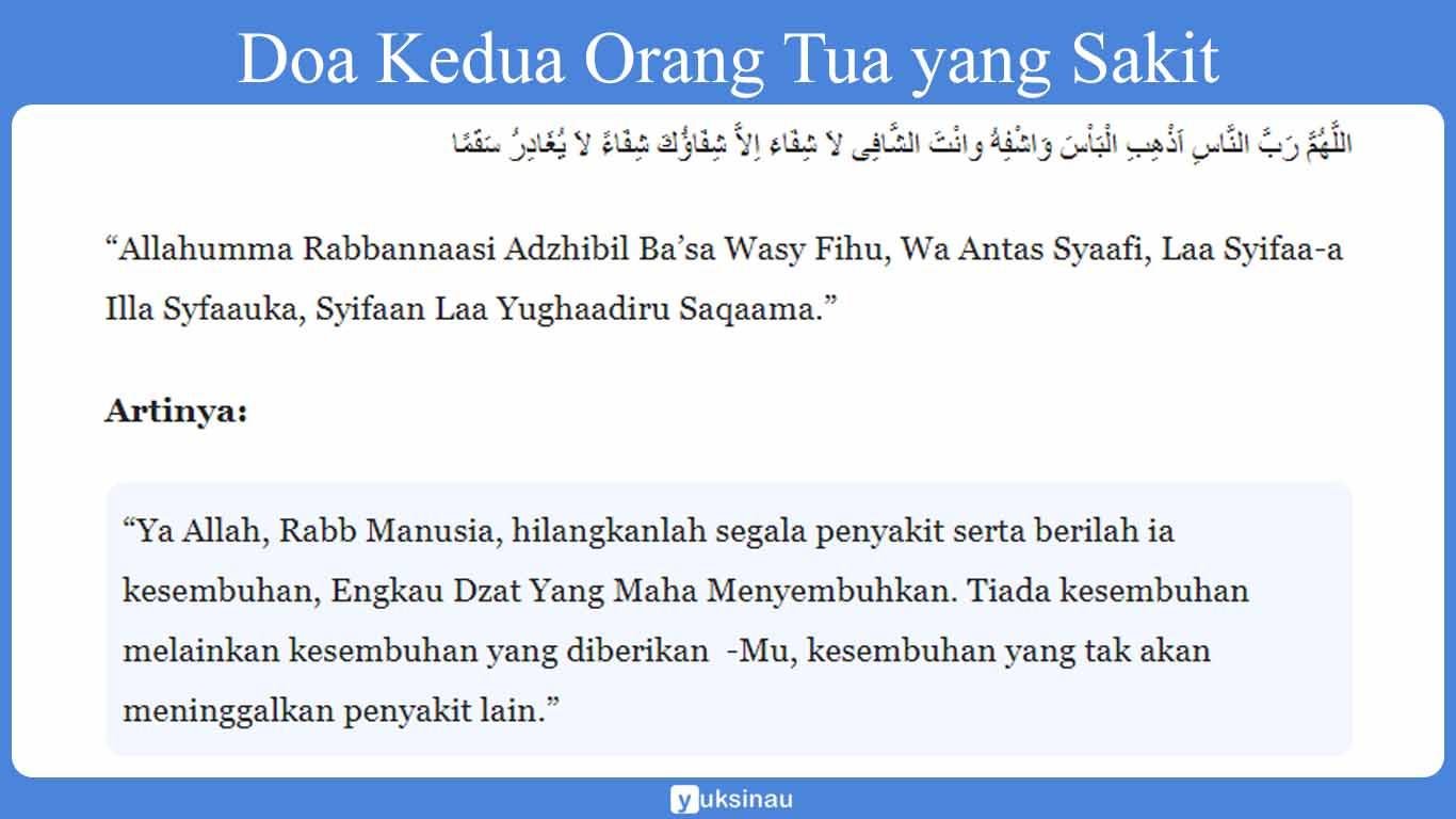 Doa Kedua Orang Tua yang Sakit