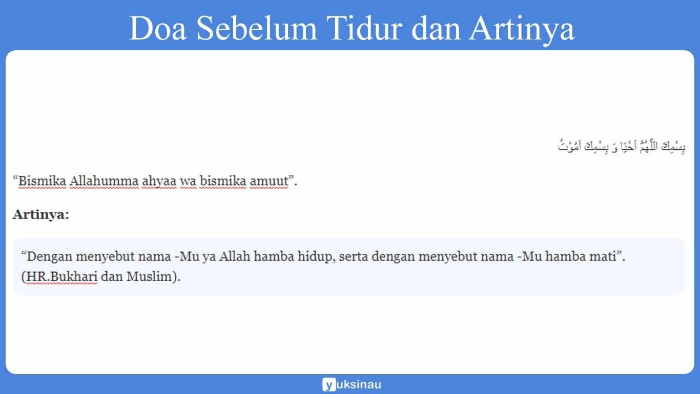 Doa Sebelum Tidur dan Artinya