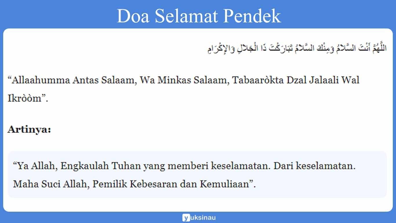 Doa selamat pendek