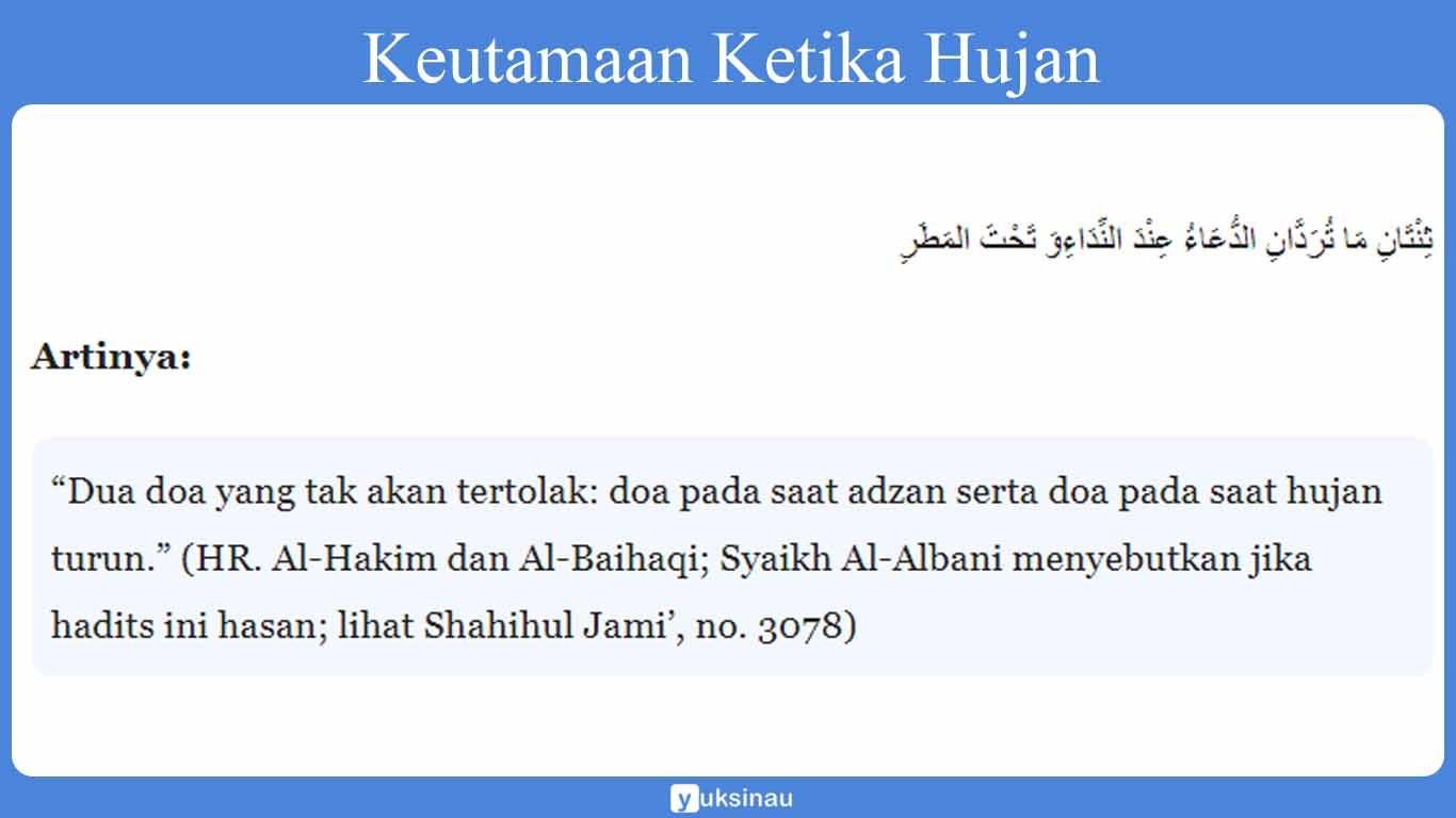 Keutamaan Ketika Hujan Keutamaan Ketika Hujan