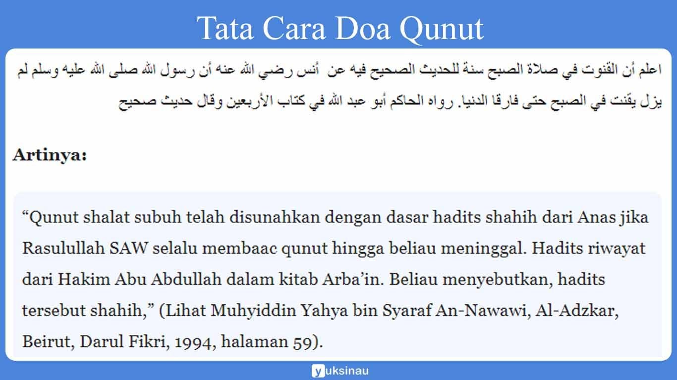 Tata Cara Doa Qunut Tata Cara Doa Qunut