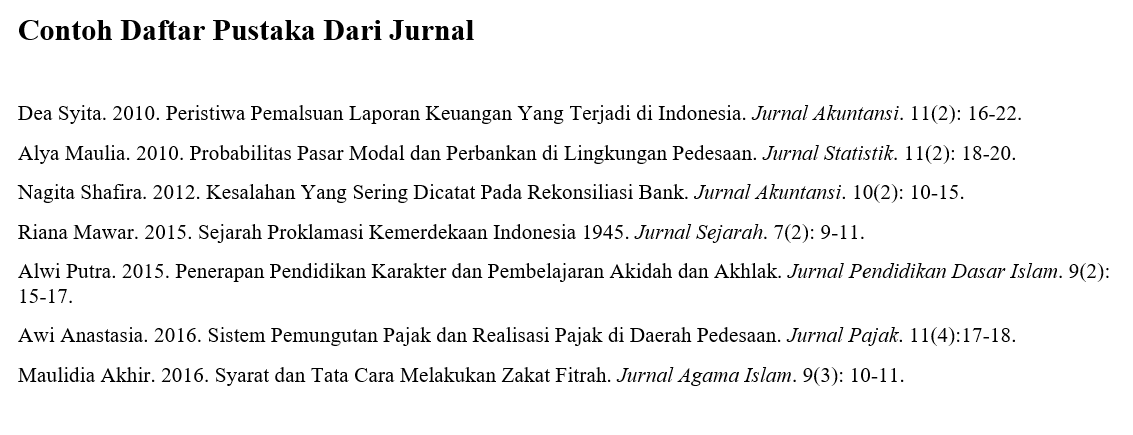 Contoh Daftar Pustaka Dari Jurnal Contoh Daftar Pustaka Dari Jurnal