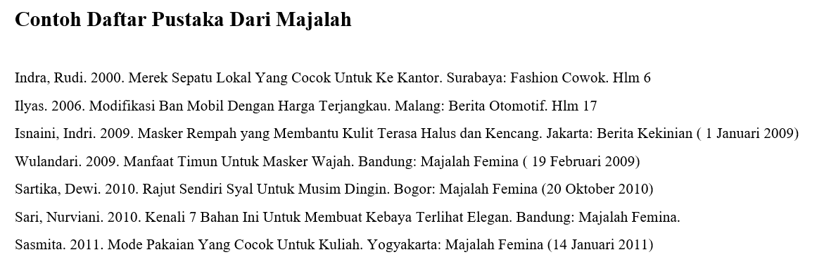 Contoh Daftar Pustaka Dari Majalah Contoh Daftar Pustaka Dari Majalah