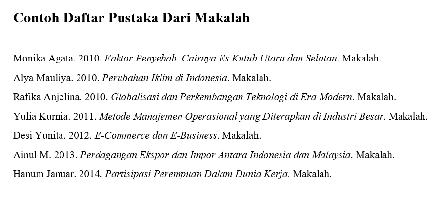 Contoh Daftar Pustaka Dari Makalah Contoh Daftar Pustaka Dari Makalah
