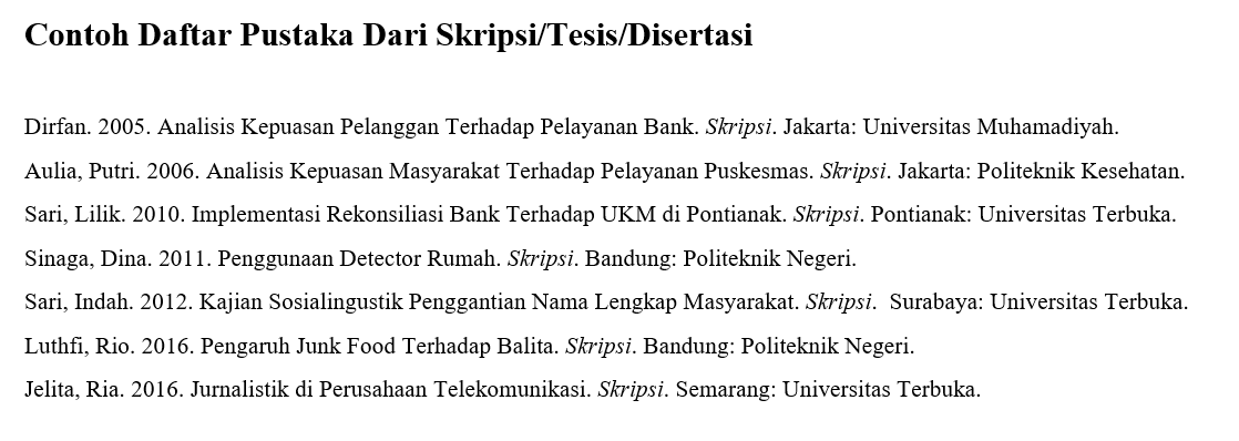 Contoh Daftar Pustaka Dari Skripsi Contoh Daftar Pustaka Dari Skripsi