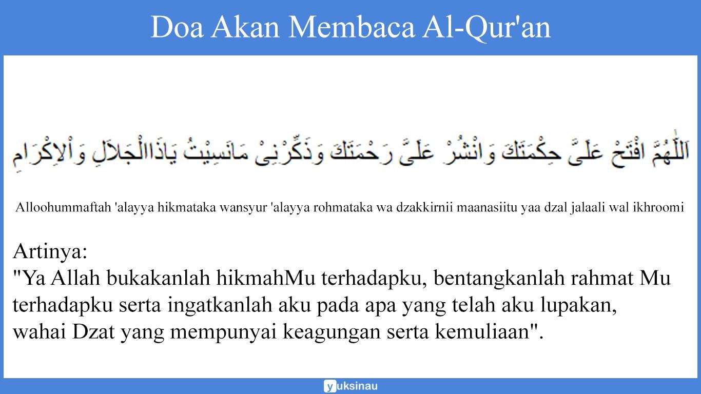 Doa Akan Membaca Al-Qur'an Doa Akan Membaca Al-Qur'an