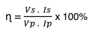 rumus efisiensi transformator kedua